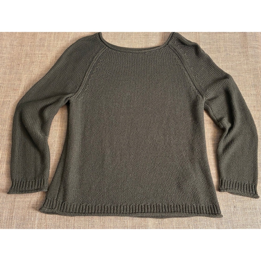 Gorpcore Women's Olive Green Cabin Shaker Stitch Raglan Rollneck Sweater Large
